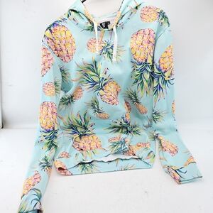 Tropical Pineapple Hoodie - Sky Blue